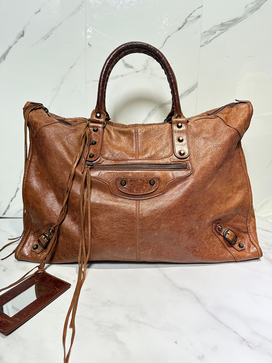 [A 정품] 발렌시아가 시티 모터백 위켄더 브라운 상품이미지1