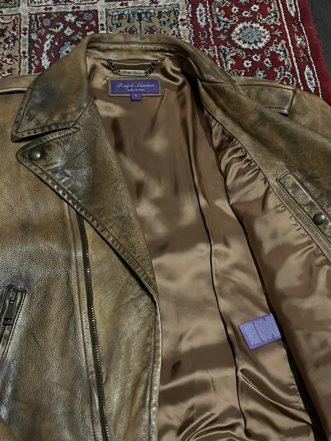 랄프로렌 퍼플라벨 왁스드 레더 바이커 자켓 상품이미지6