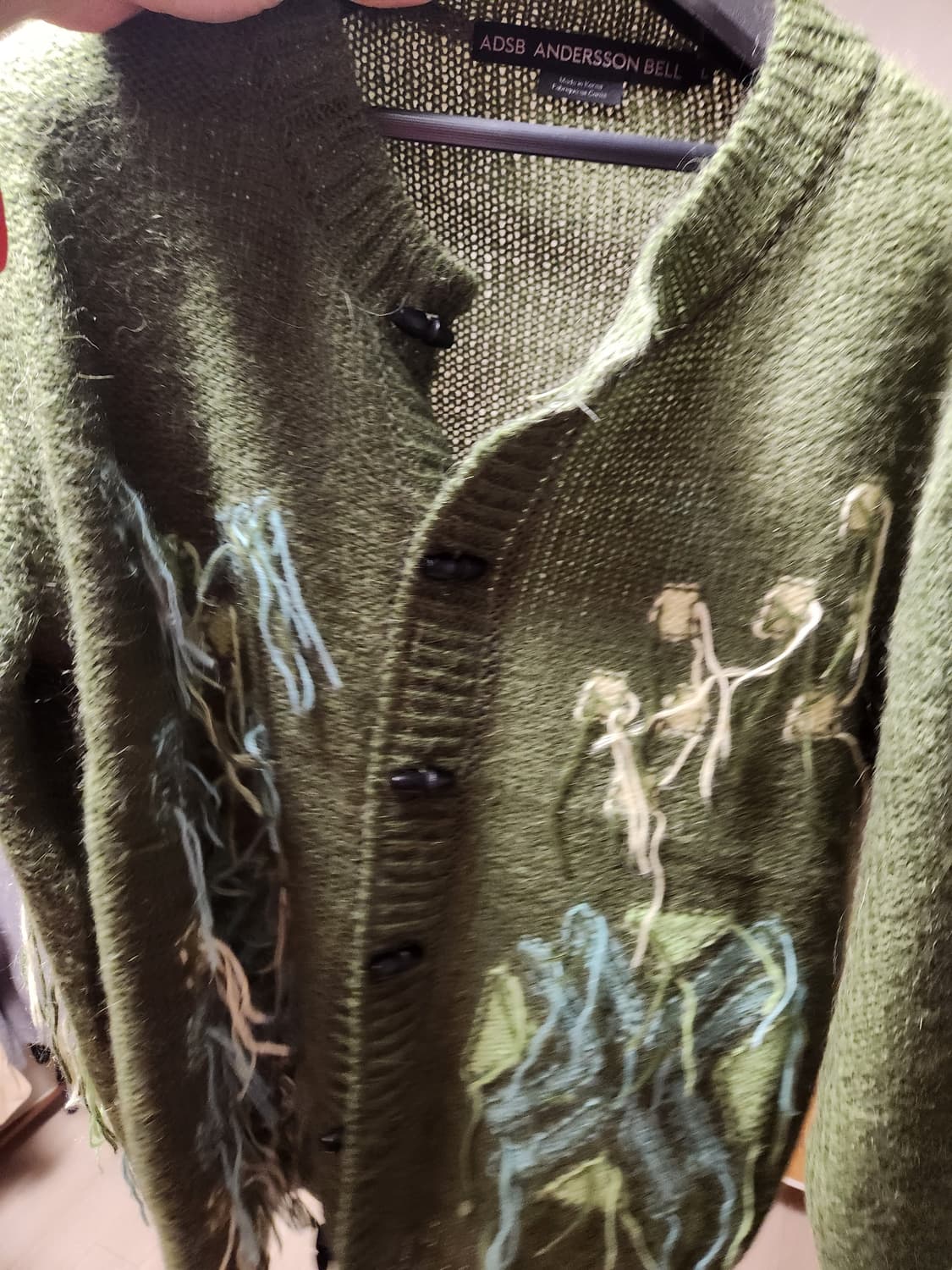 앤더슨벨  마카롱 인타르시아 가디건 카키 상품이미지2