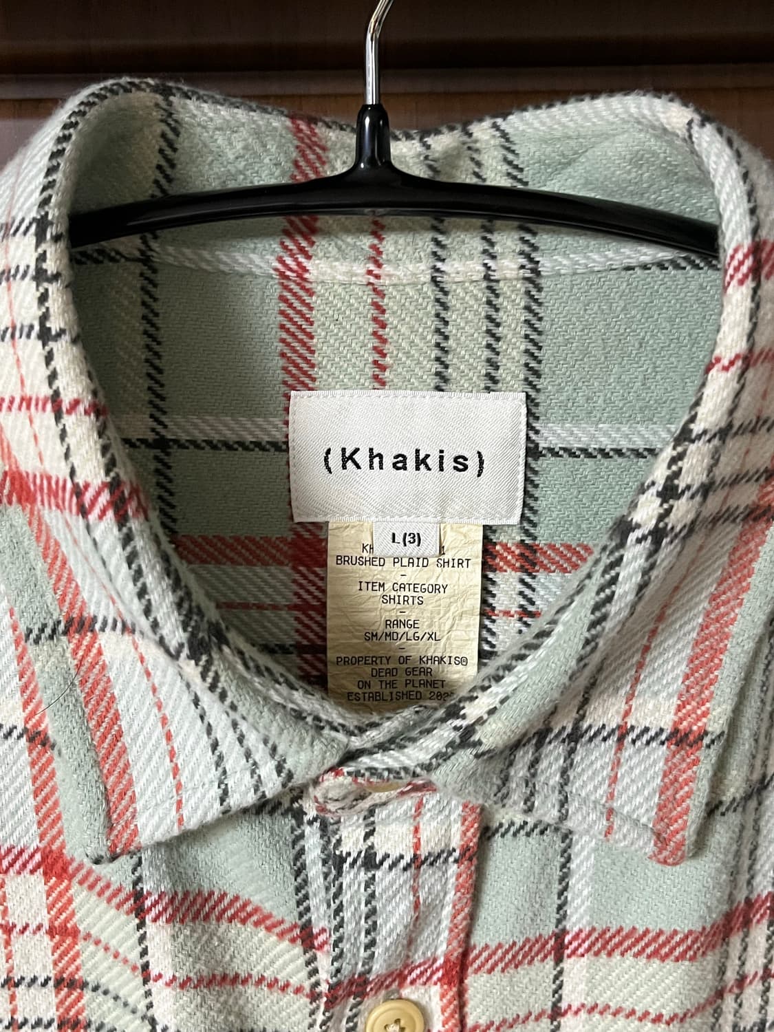 카키스 brushed plaid shirts 라지 L pale green 상품이미지5
