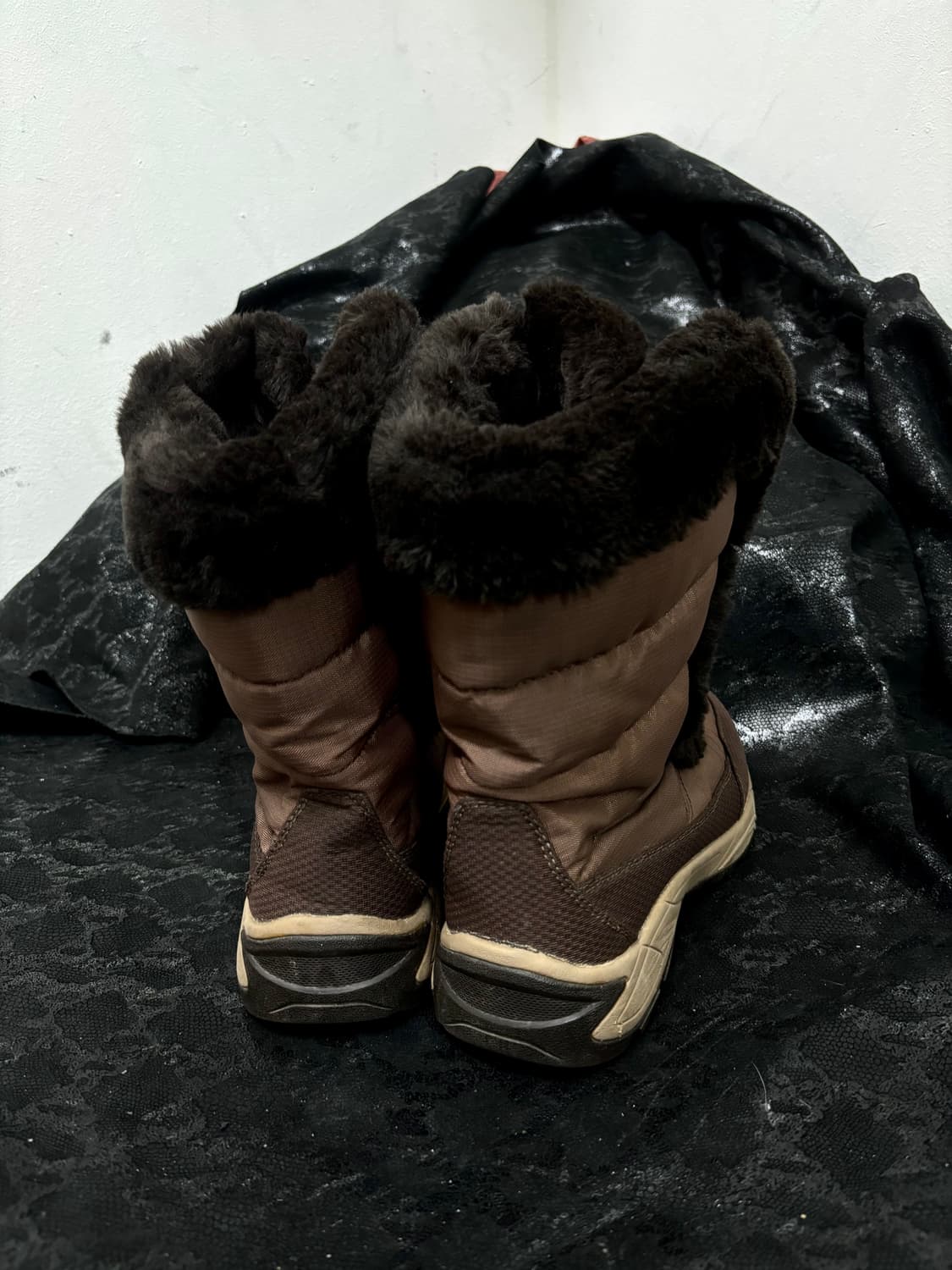 “Vintage” Y2K Mood Brown Fur Trimming Pa 상품이미지5