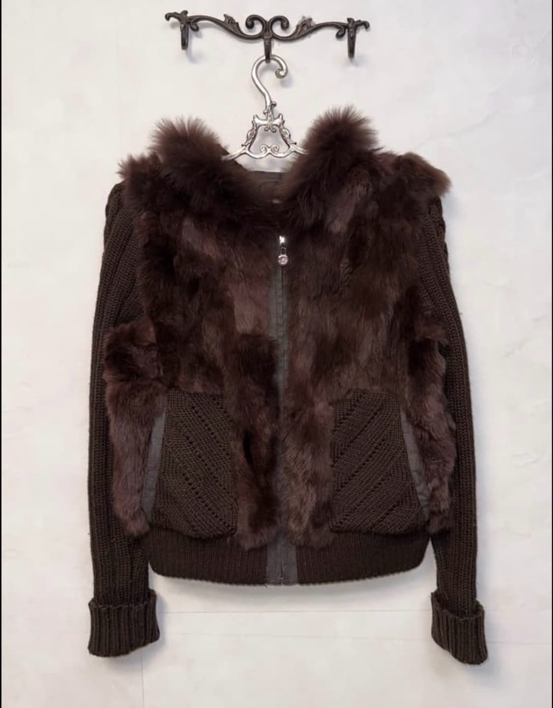 토끼털 니트 자켓 브라운 상품이미지1