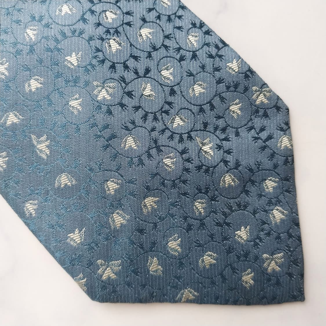 니노 세루티 실크 블루 플라워 패턴 넥타이 9.6cm A+등급 K2495 상품이미지7