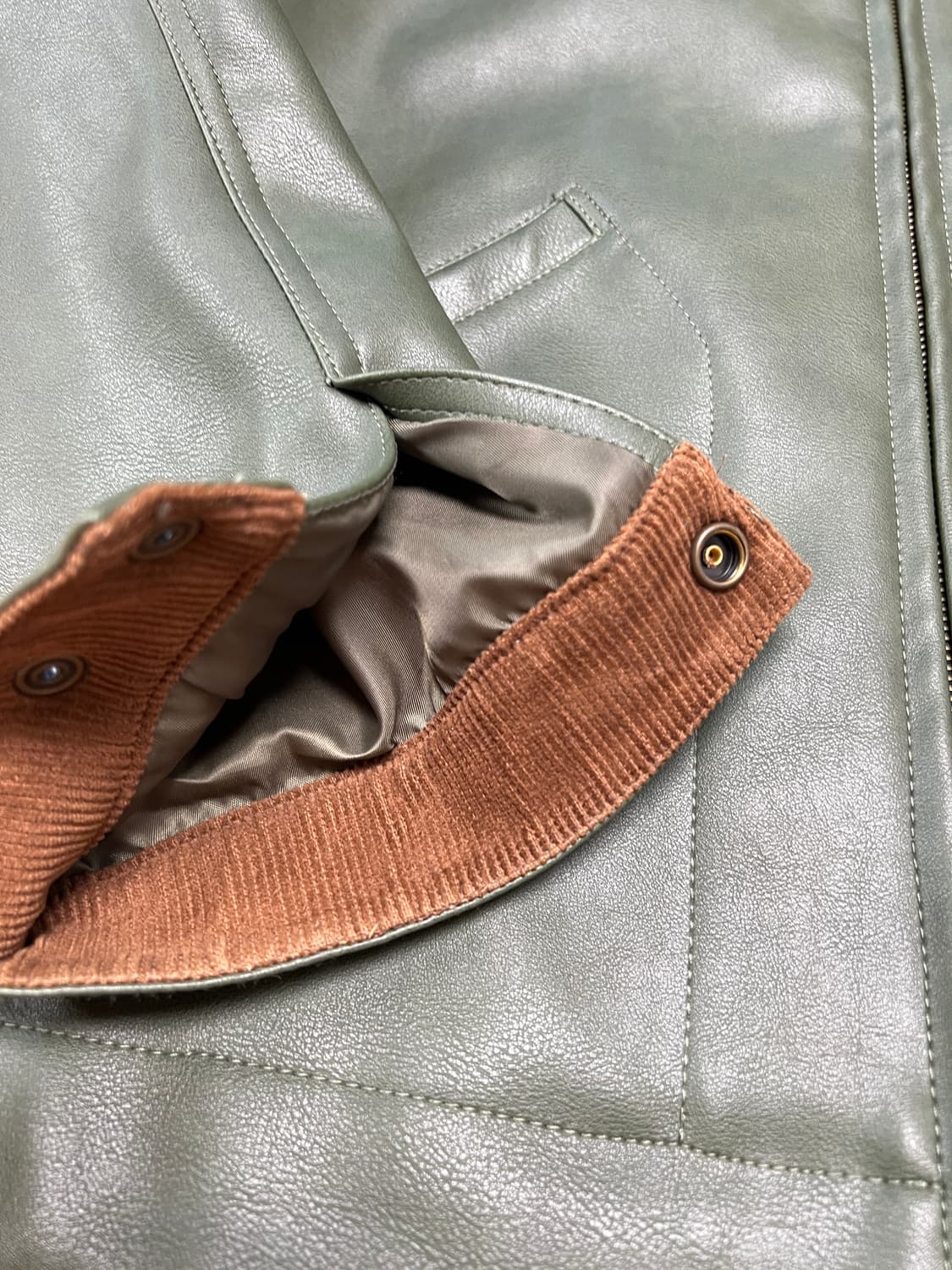 [M] Backers 레더 스포츠 자켓 그린 상품이미지4