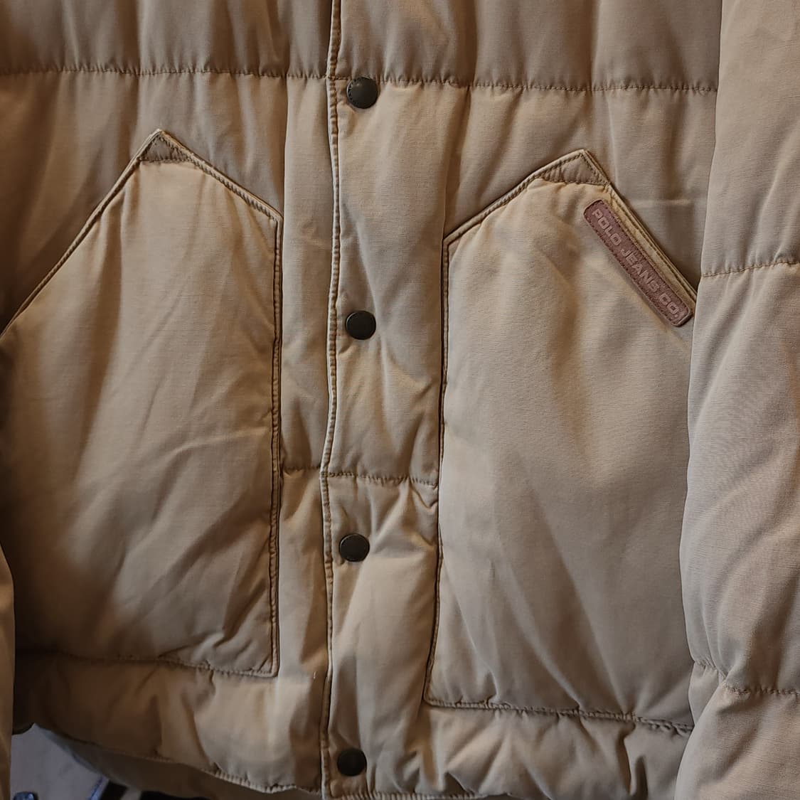 폴로 다운 패딩 웨스턴 가죽 패딩 푸퍼 다운 봄버 L 상품이미지4