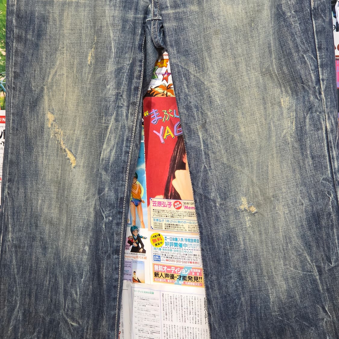 브라운 포켓 자수 빈티지 워싱 데미지 데님 팬츠 상품이미지9