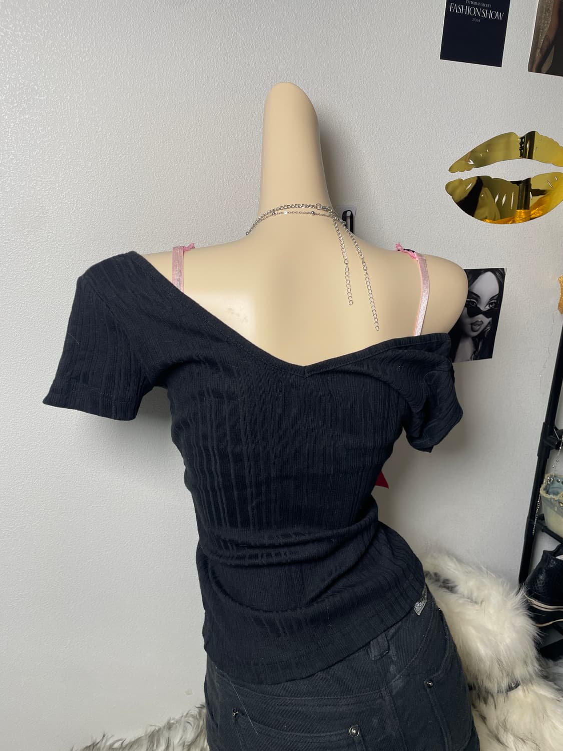 빈티지 체인 디테일 골지 탑 반팔 상품이미지4