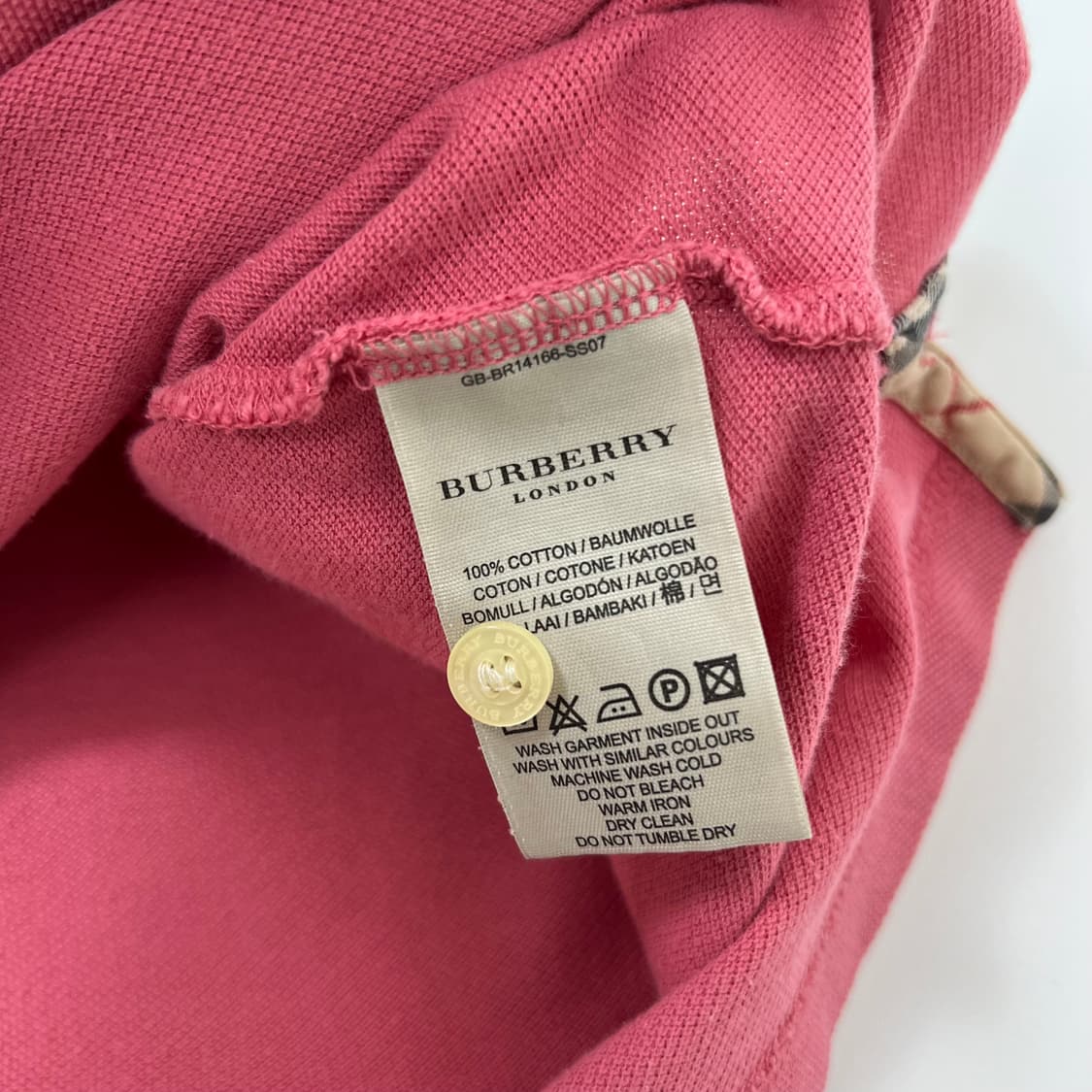 Burberry 버버리 노바체크카라 연핑크 카라티 상품이미지5