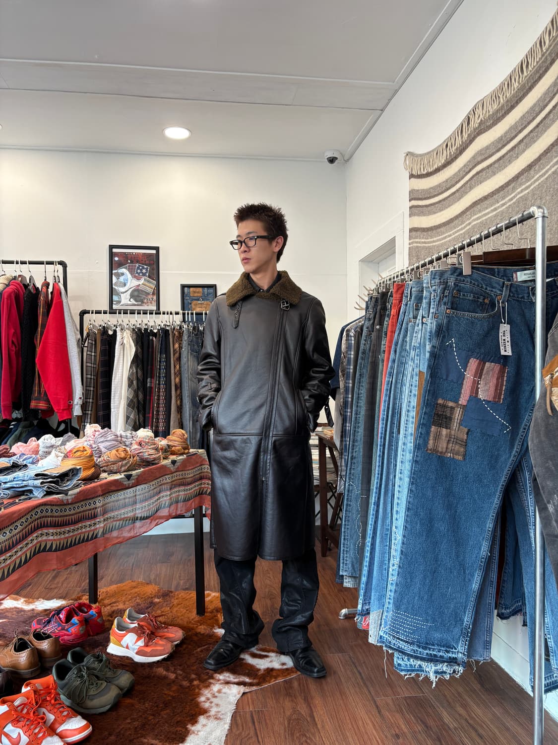 Vintage 페이크 레더 롱코트 상품이미지2