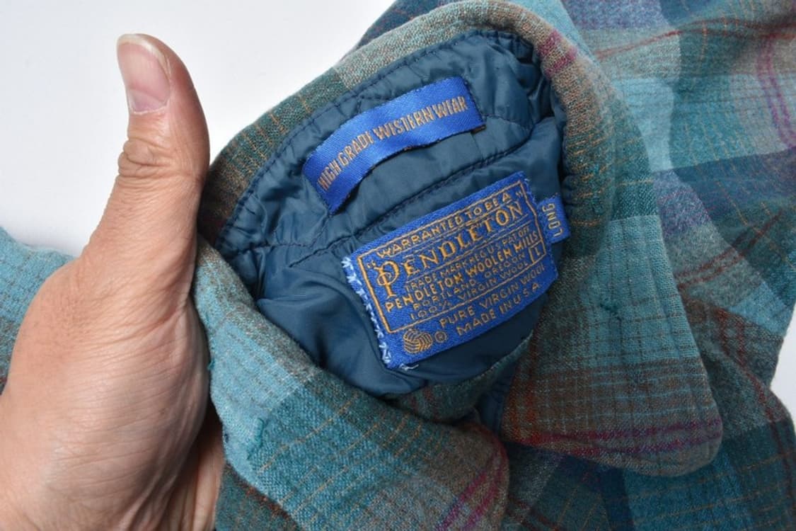 80S 펜들턴 울 체크 웨스턴 체크 셔츠 남방 L N0812 상품이미지2