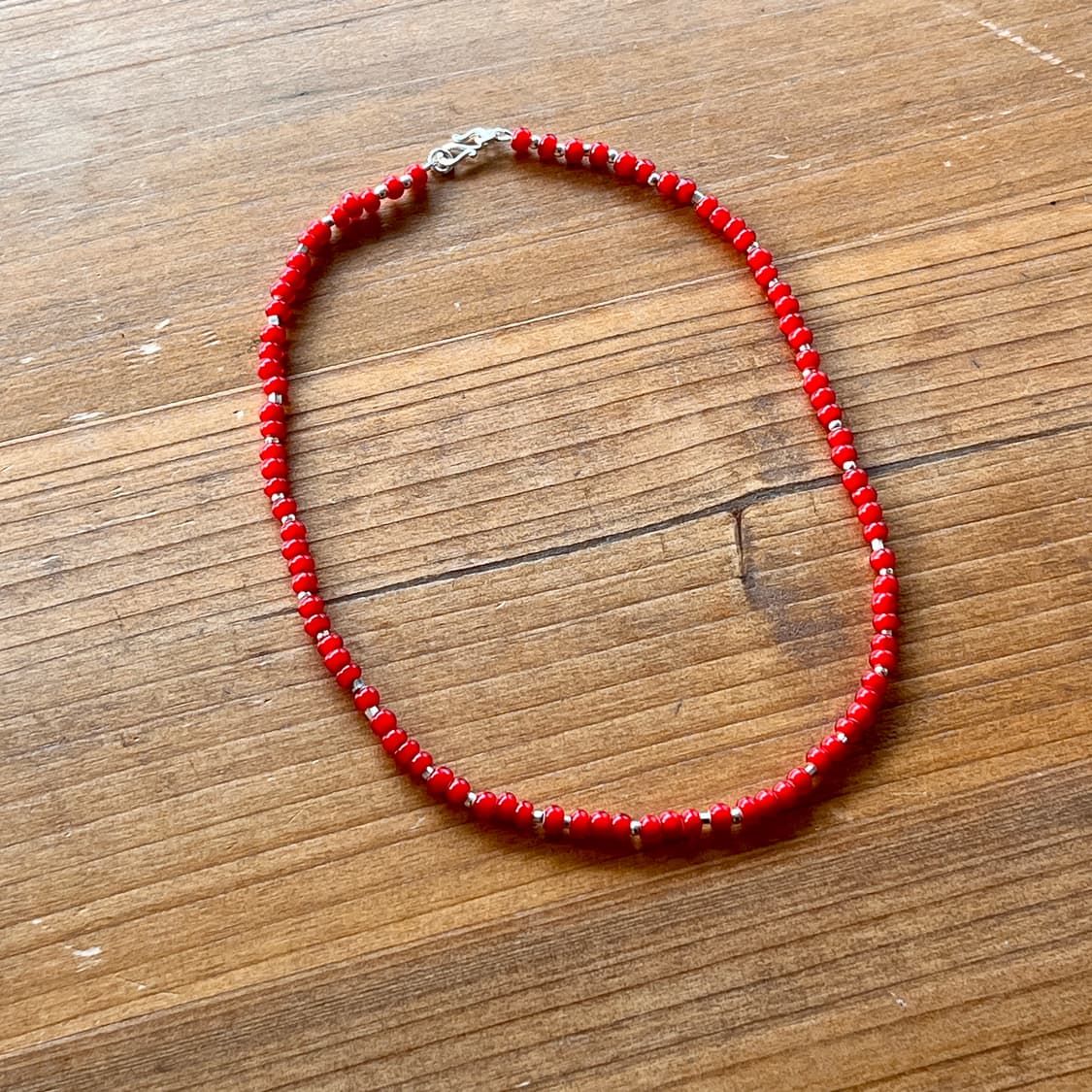 실버 글라스 비즈 네크리스 목걸이 인디언주얼리 네이티브아메리칸 상품이미지2