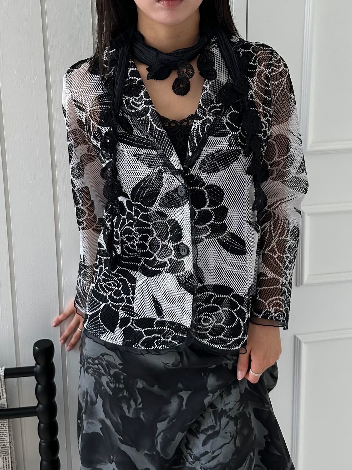 Black rose net jacket 상품이미지1