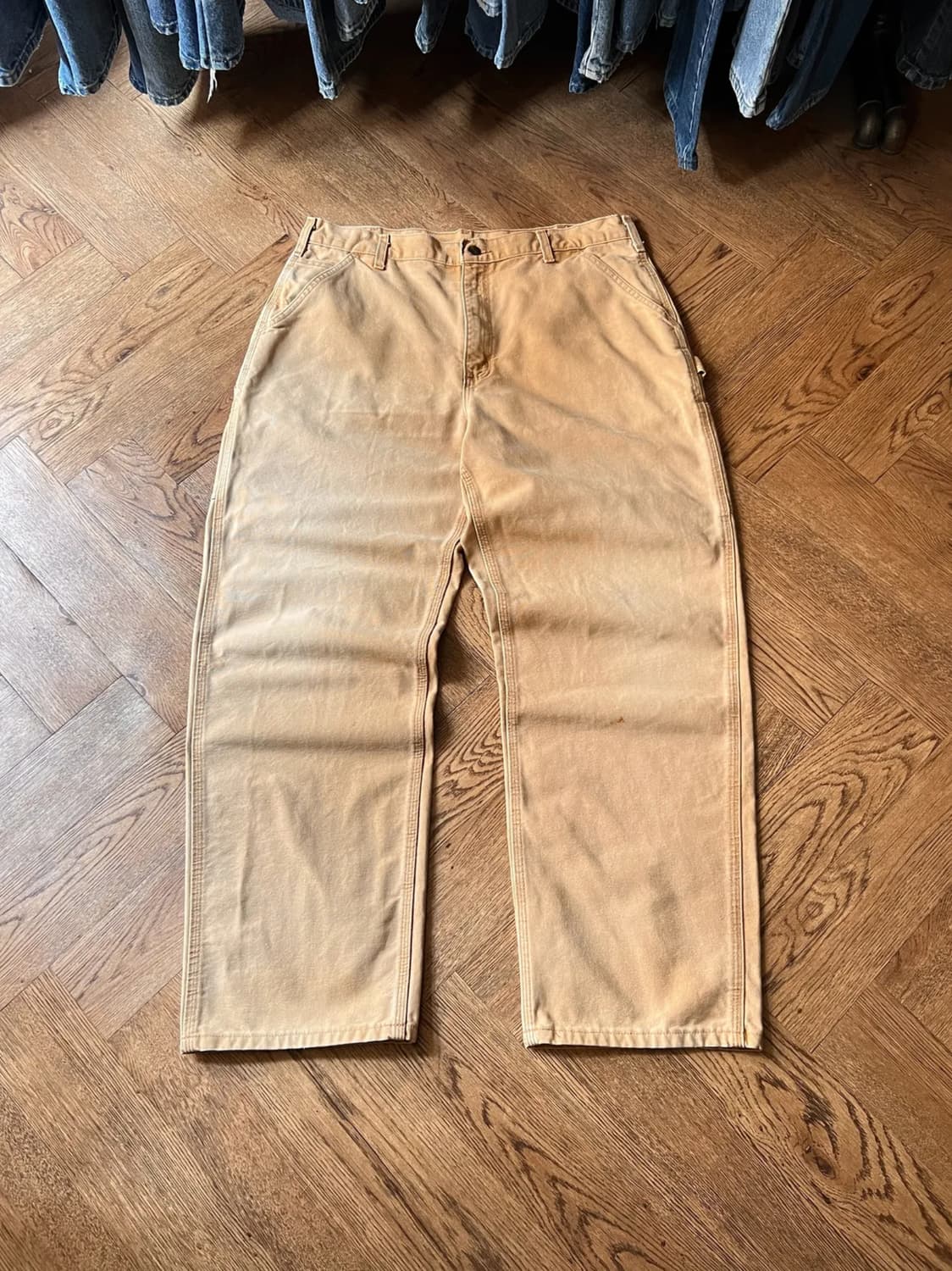 [38]칼하트 USA 빈티지 페이딩 브라운 싱글니 카펜터 워크 팬츠 상품이미지1