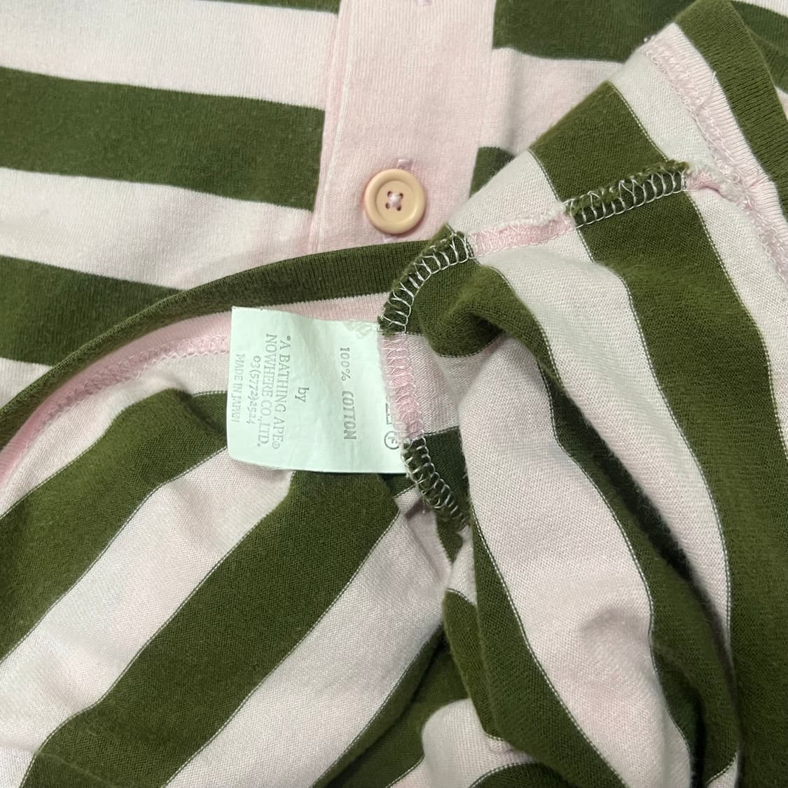 베이프 딸기말차 스트라이프 반팔 탑 상품이미지5