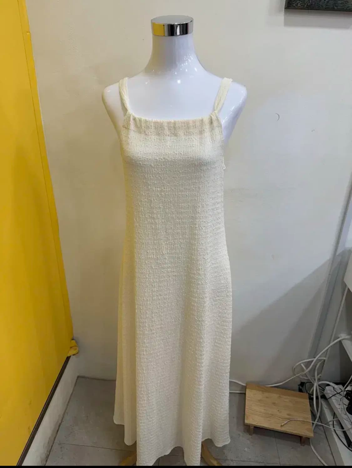 vtg 아이보리 크링클 롱 원피스 상품이미지1