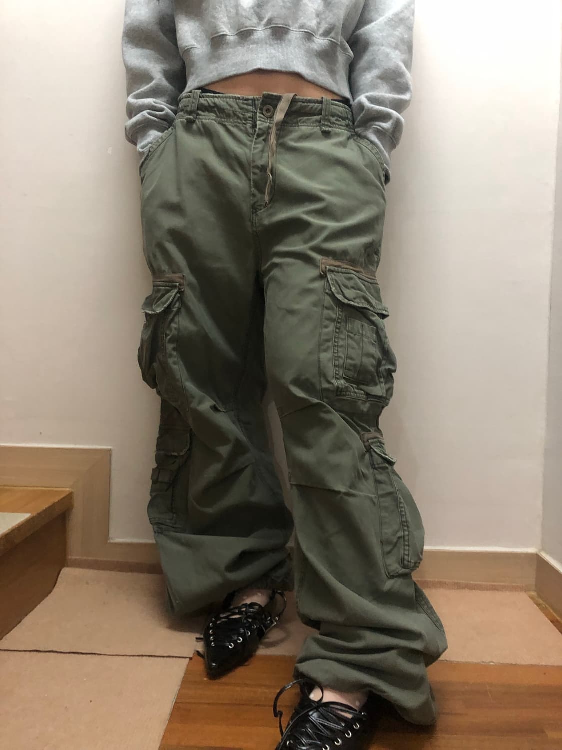 빈티지 카키 카고 팬츠 상품이미지4