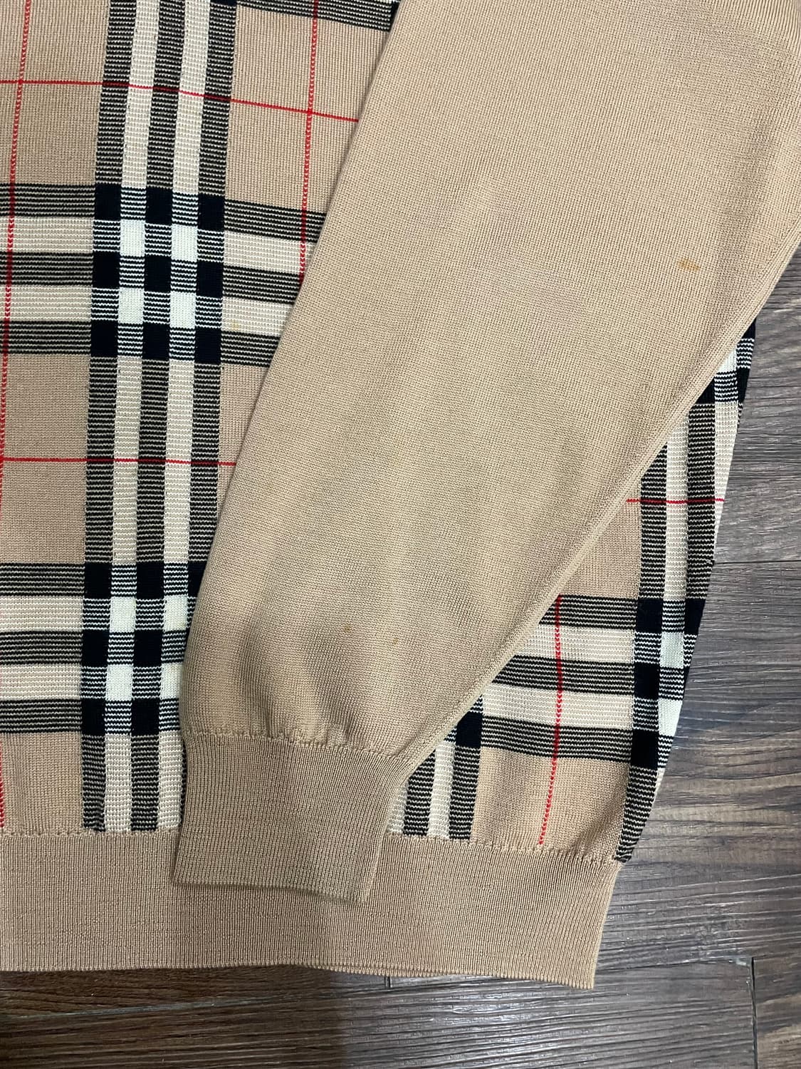 버버리 90s 노바체크 메리노울 카라넥 니트 베이지 상품이미지6