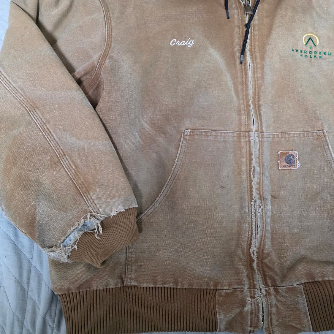 [2XL] 00s 빈티지 칼하트 j130 BRN 트래쉬드 페이드 워크자켓 상품이미지2