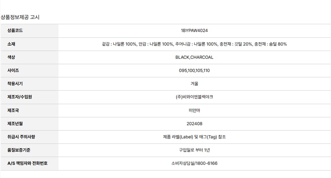 100 새제품 ) 블랙야크 BCC 구스 다운 경량 패딩 자켓 등산 상품이미지5