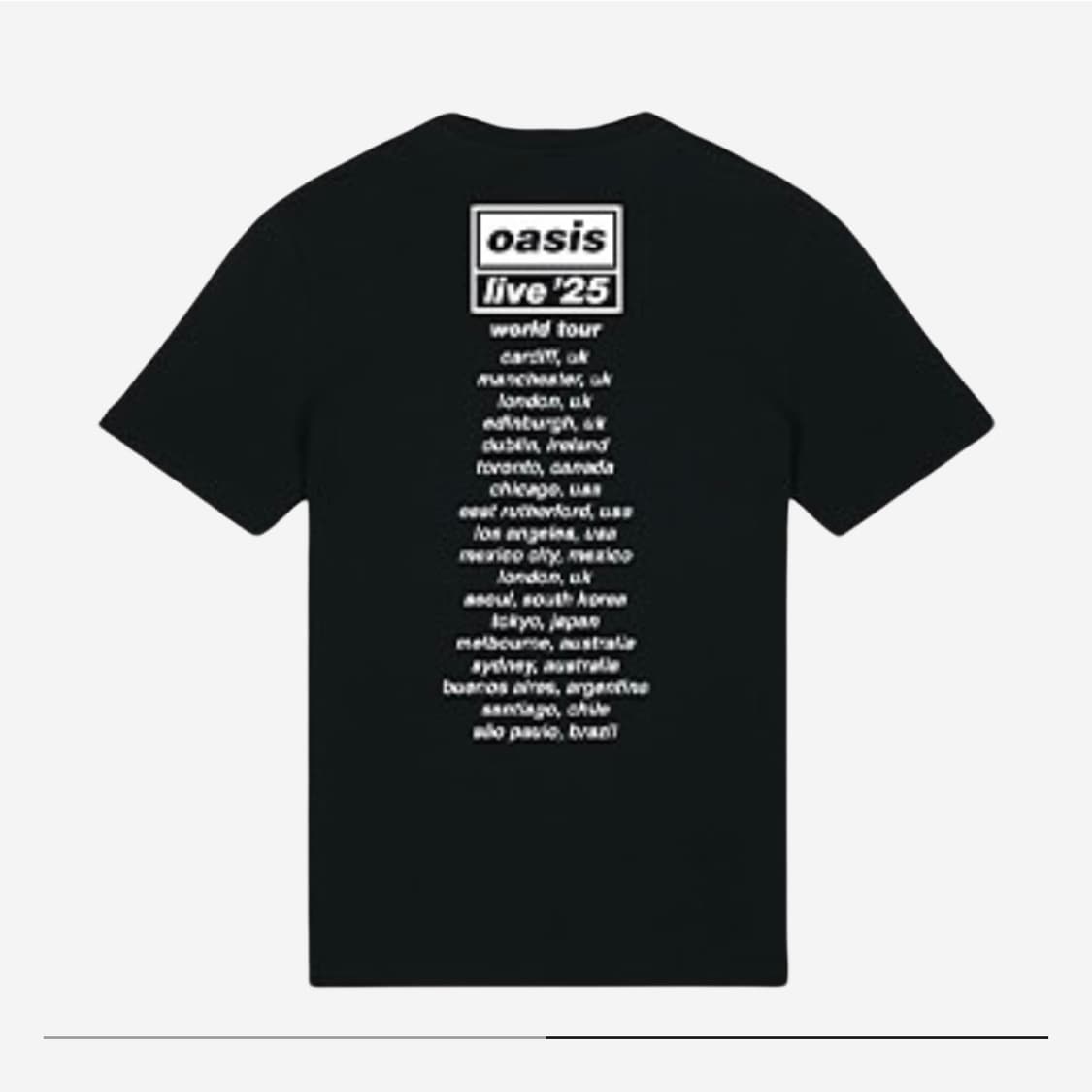 오아시스 컬리지 포토 라이브 '25 월드 투어 티셔츠 블랙 L 새상품 상품이미지2