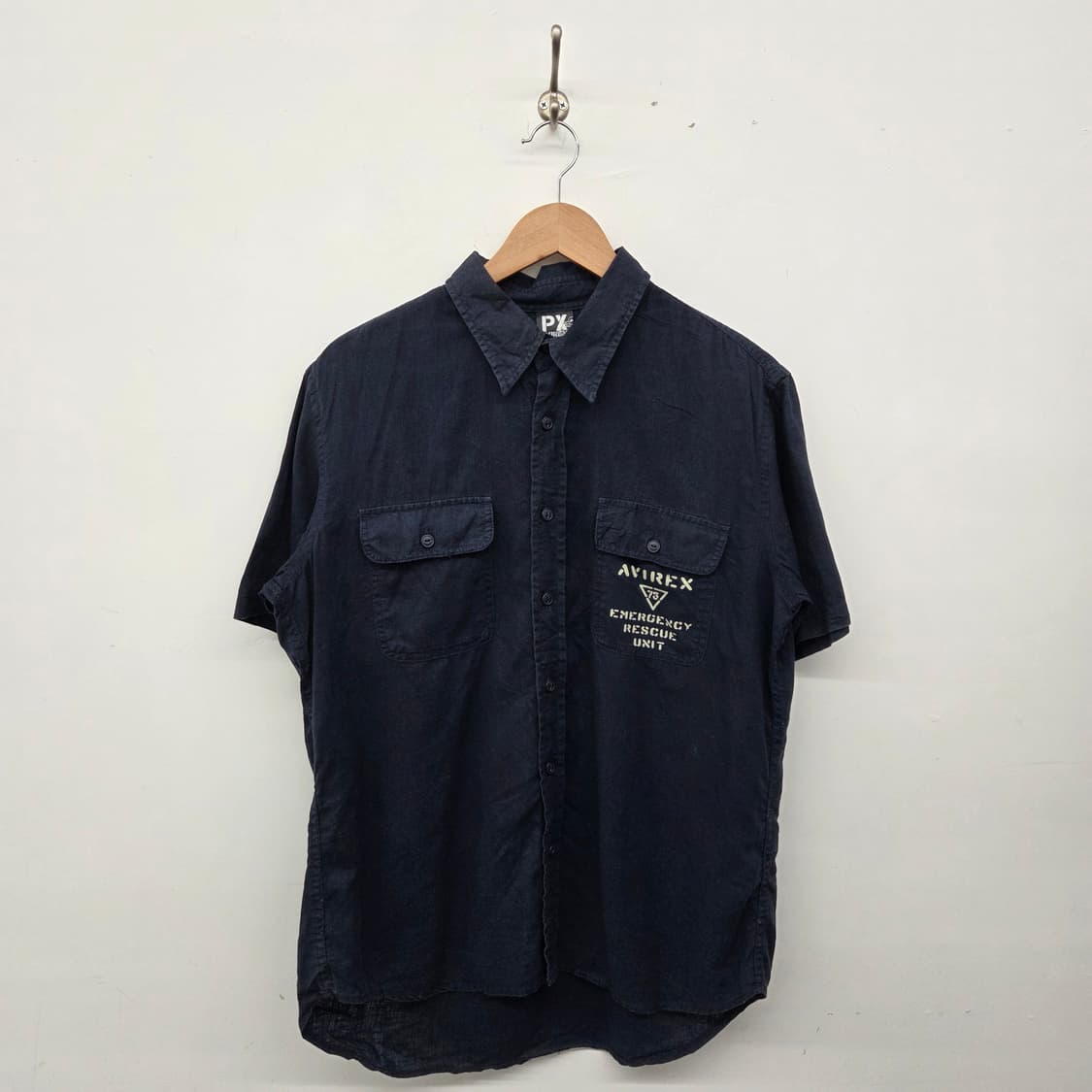 AVIREX 아비렉스 반팔 셔츠 남성 네이비 공용m 상품이미지1