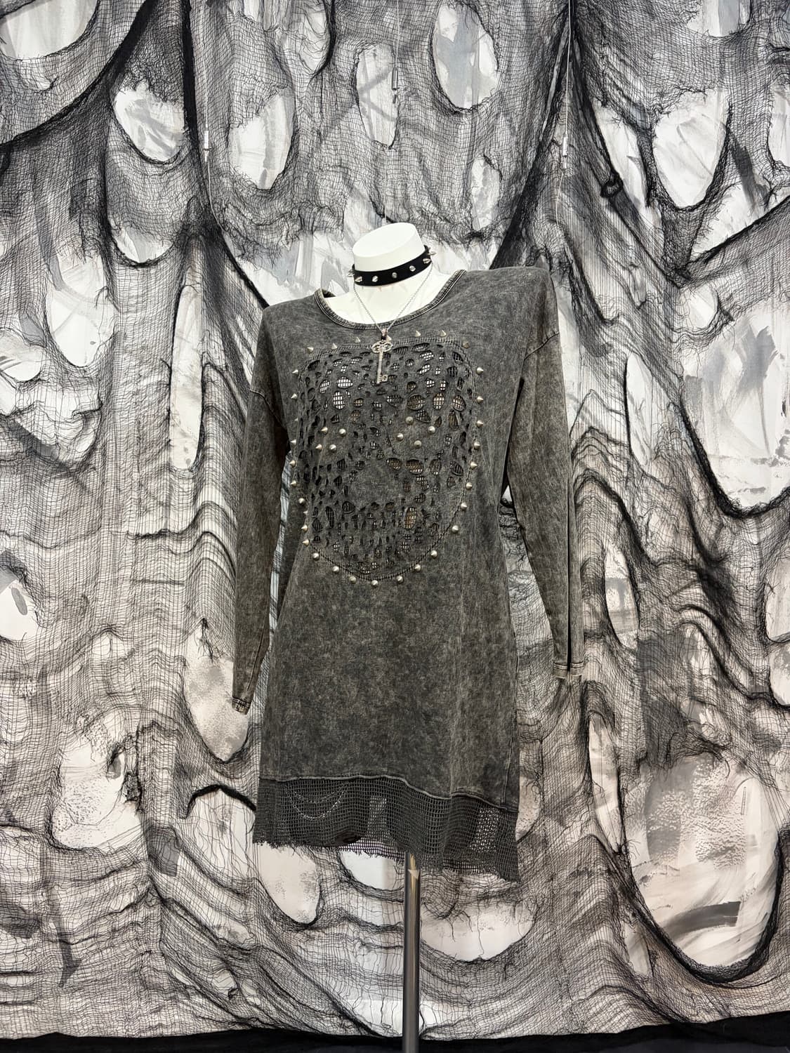 Rockchic Grunge studs mesh one-piece 상품이미지4