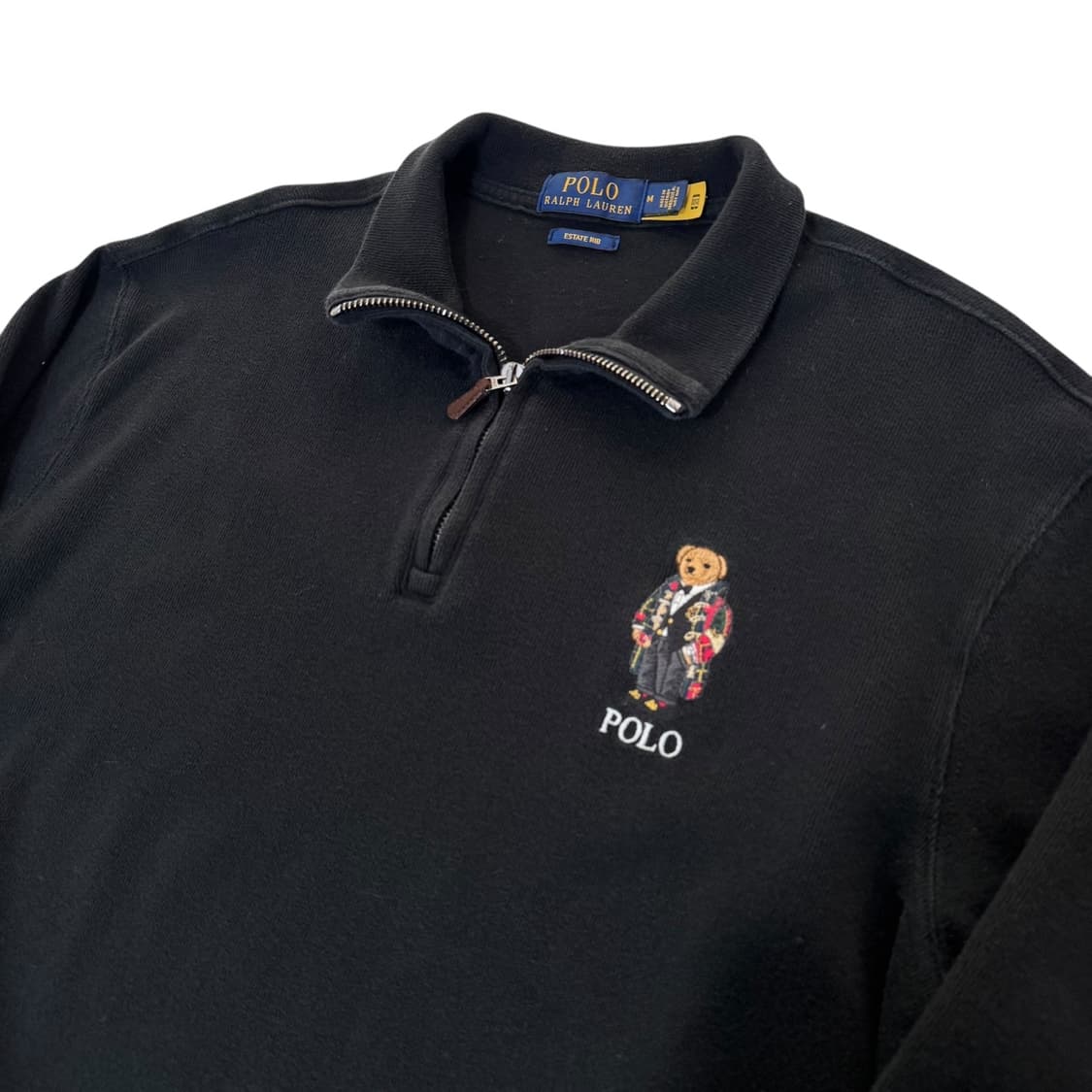 신형 QR라벨 폴로 랄프로렌 베어 블랙 반집업 니트 상품이미지3