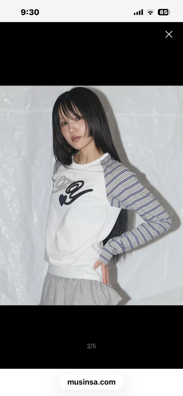 팬시클럽 FY 패치 스트라이프 레글런 티 화이트 상품이미지3