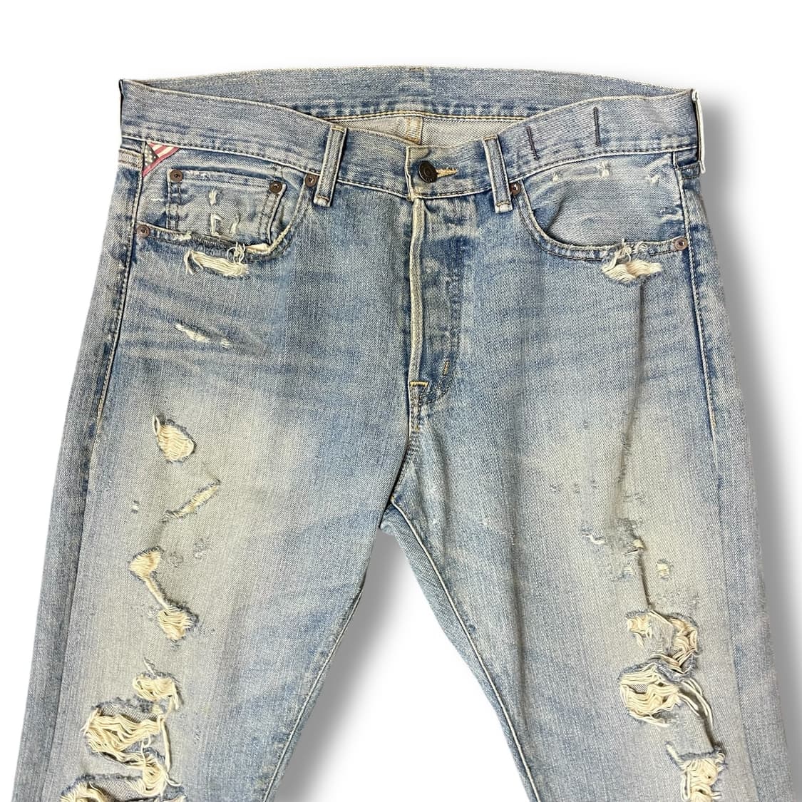 (34) 데님 앤 서플라이 폴로 랄프로렌 데미지 워싱 연청 데님 팬츠 상품이미지3