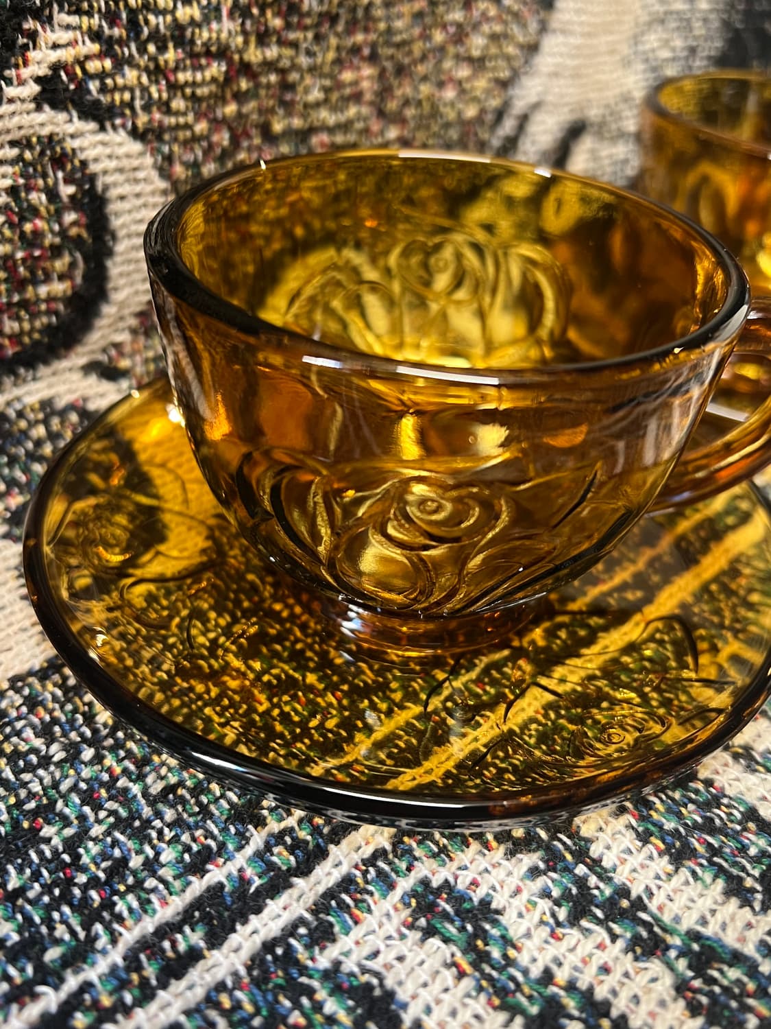 70s Korean Amber Rose Presses Glass Cup 상품이미지7