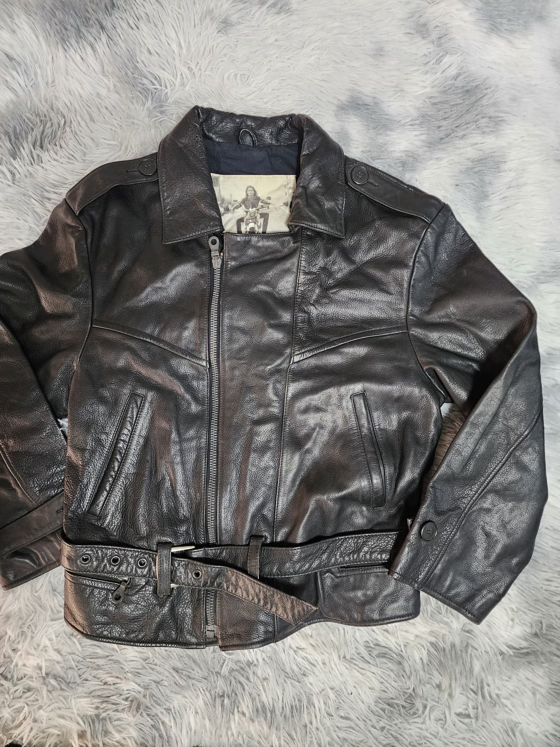 90s 캘빈클라인 소가죽 더블 라이더 자켓 상품이미지1