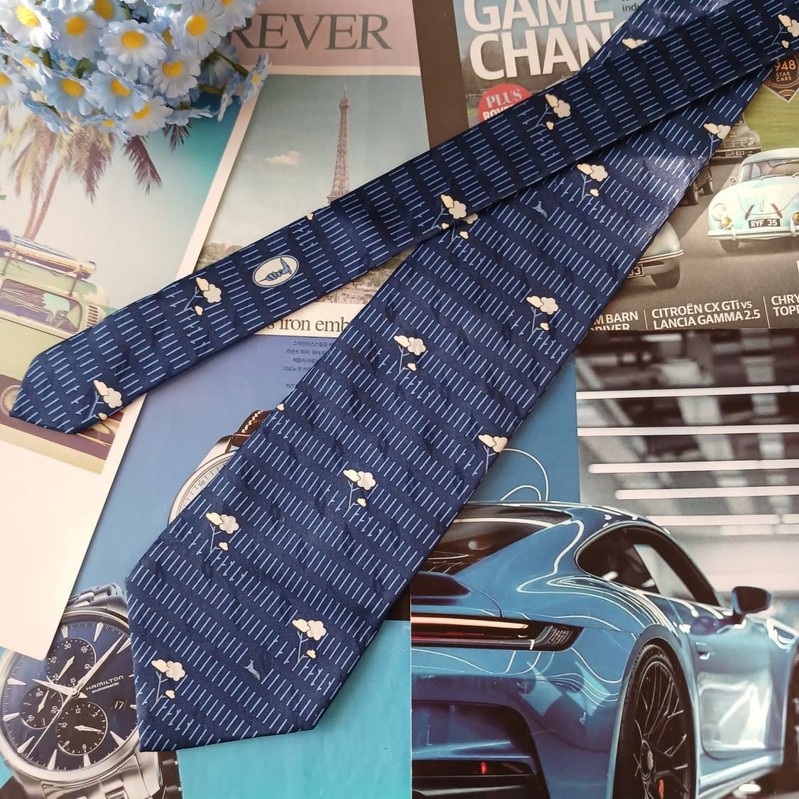 트루사르디 블루 플로럴 라인 실크 넥타이 10cm A+등급 K19189
 상품이미지3