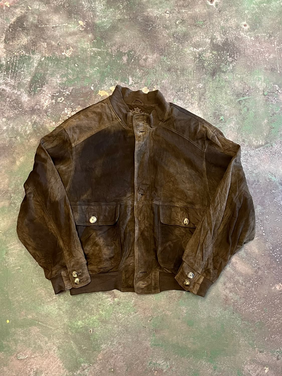 90's [L] 유럽 빈티지 천연가죽 블루종 봄버 자켓 브라운 상품이미지1