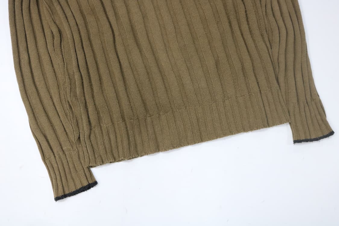 타케오 키쿠치 빈티지 카키 립 니트 가디건 (3) 상품이미지8