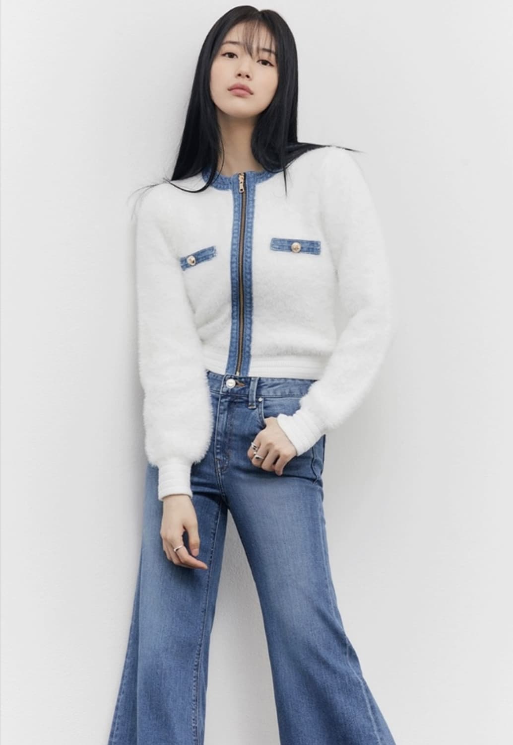 GUESS 게스 수지 시그니처 플레어핏 부츠컷 와이드 데님 진 청바지 상품이미지2