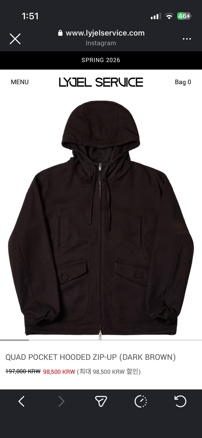 QUAD POCKET HOODED ZIP-UP (DARK BROWN) 상품이미지2