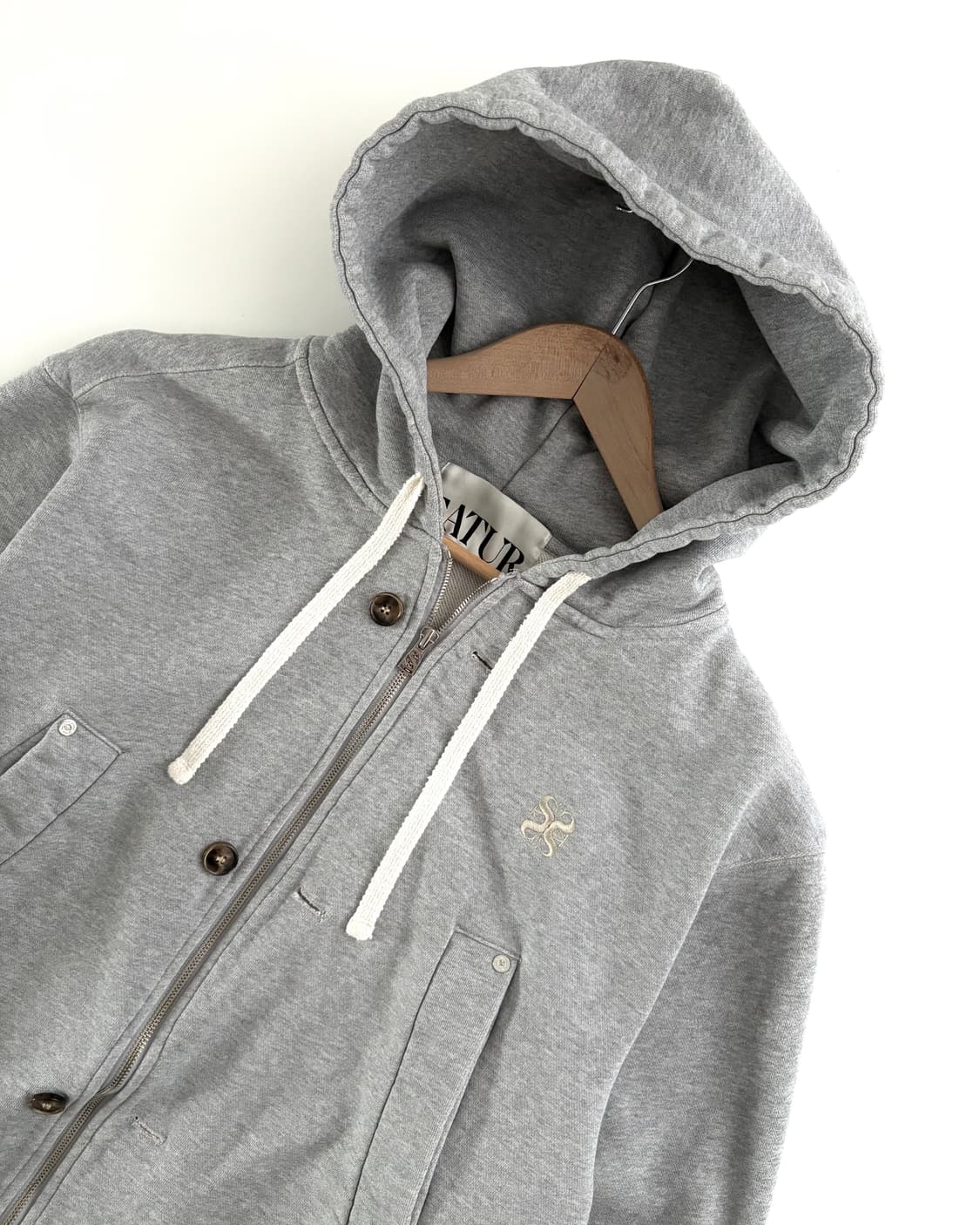 Satur 세터 로고 2-way 멜란지그레이컬러 후드집업 상품이미지6