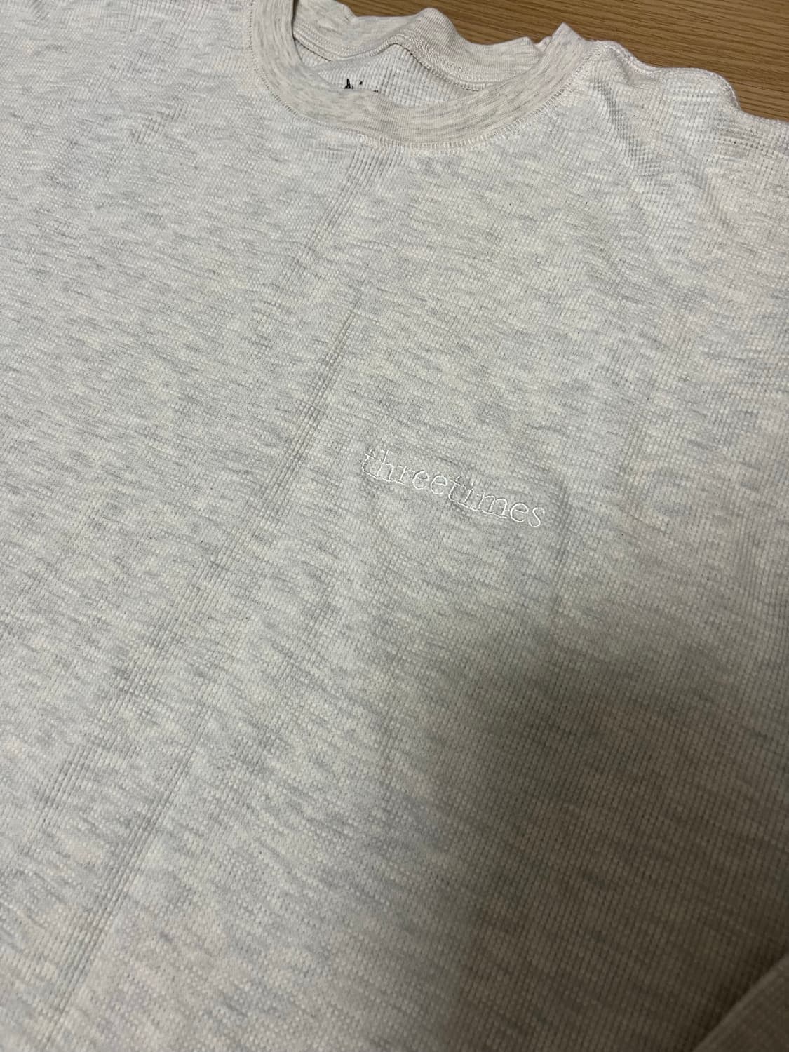 (셋업가격)쓰리타임즈 코지 와플 셋업 오트밀 상품이미지2