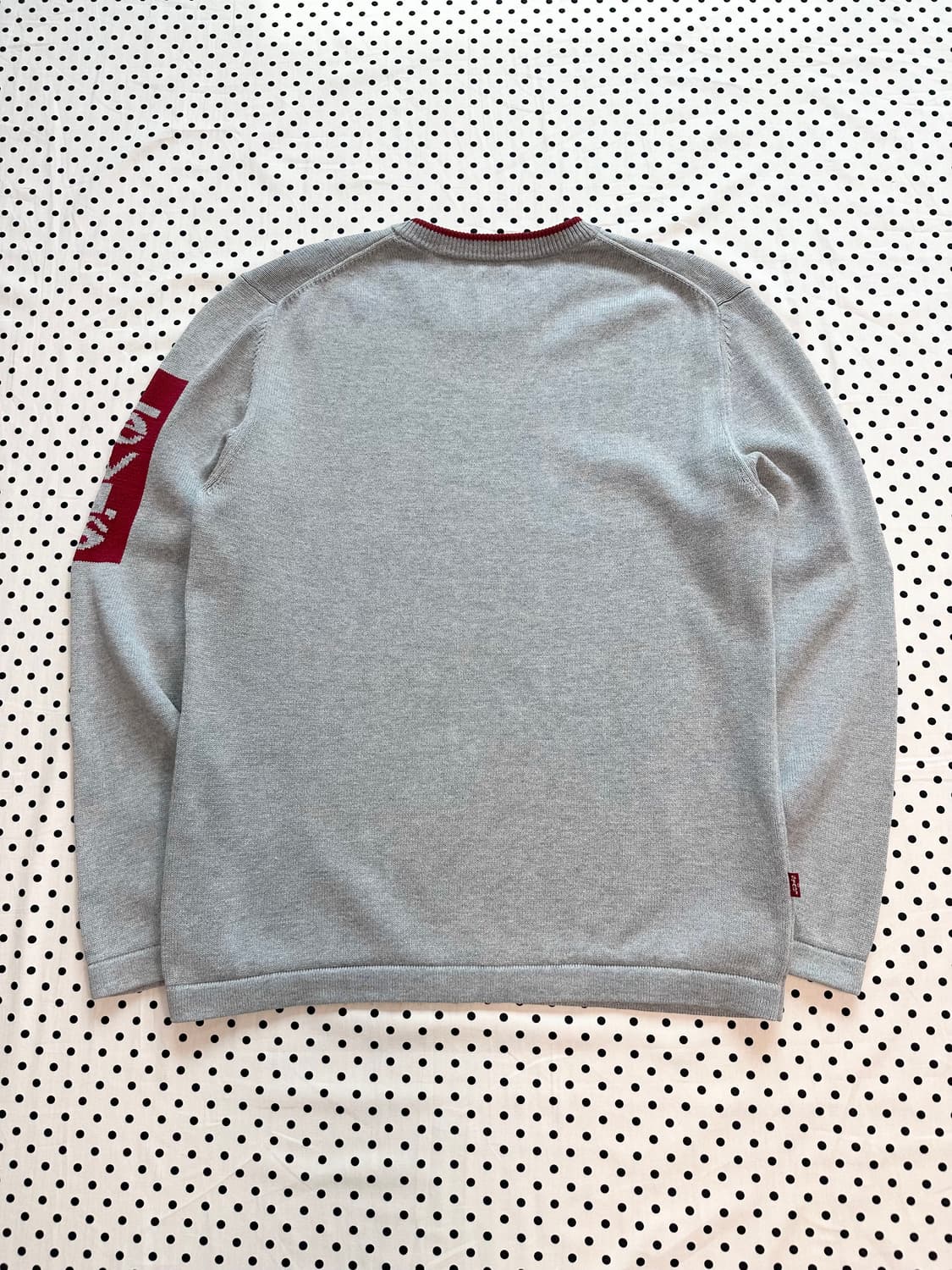 00's 리바이스 로고 스펠아웃 빈티지 그레이 코튼 니트 상품이미지5