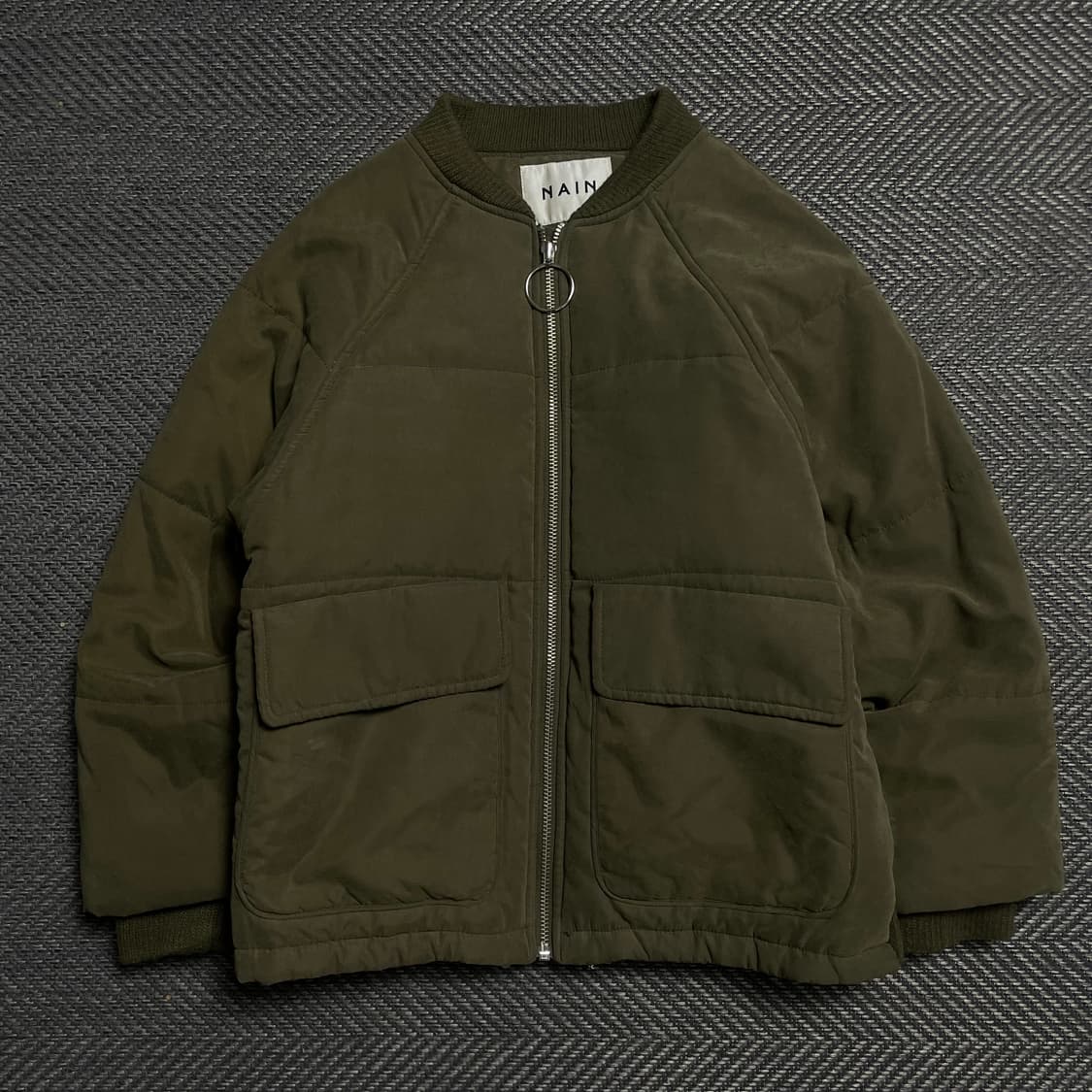 NAIN 플리스 믹스 퀄팅 봄버 자켓 카키 y 5312 상품이미지3