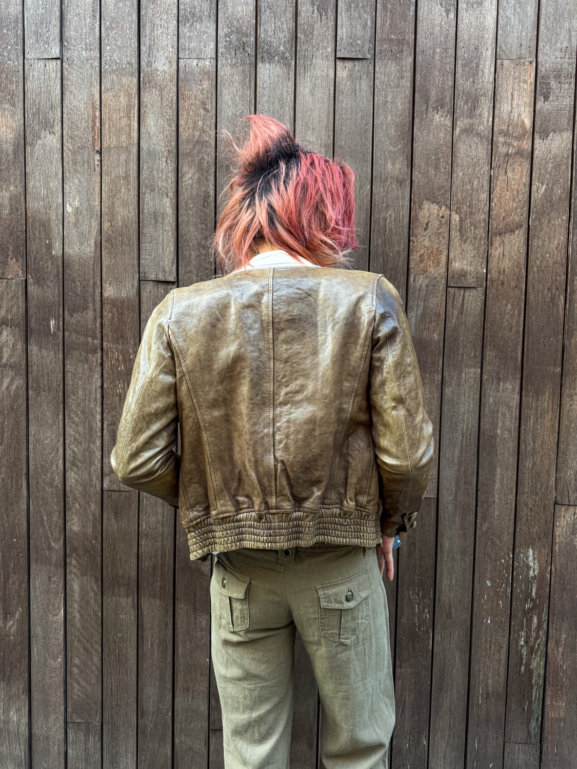 Vintage Brown Leather Zip Jacket  상품이미지3