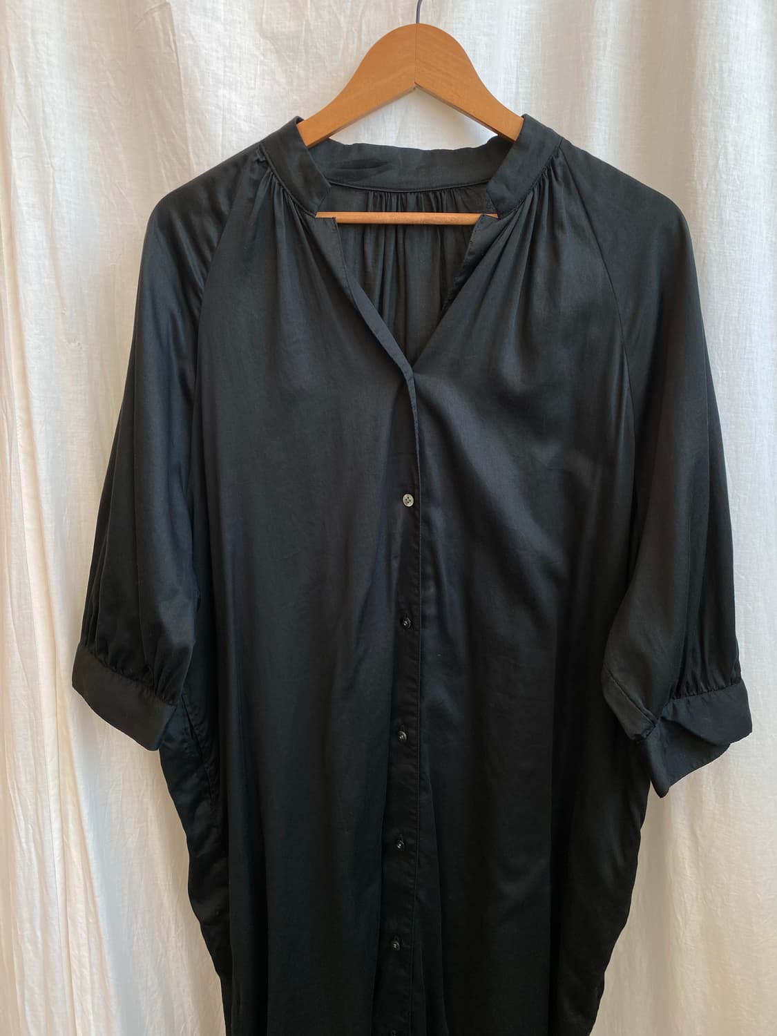 블랙 롱셔츠원피스(F) 상품이미지4