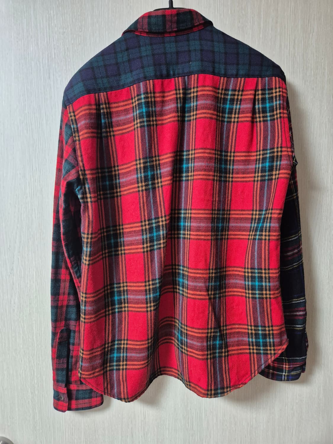 (정품) 꼼데가르송 옴므 울 체크셔츠 패치워크 남방 M 상품이미지3