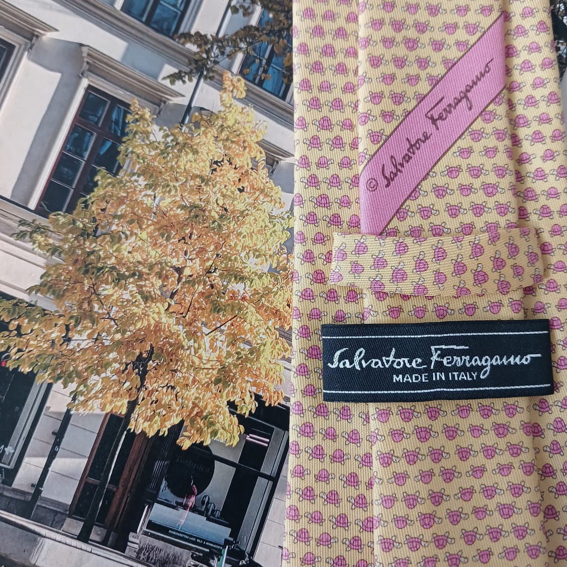 페라가모 실크 거북이 모티브 넥타이 8.7cm A+등급 A19665 상품이미지8