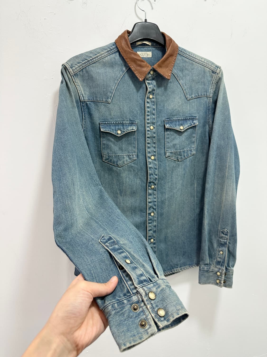 All Saints western leather denim shirts 상품이미지6