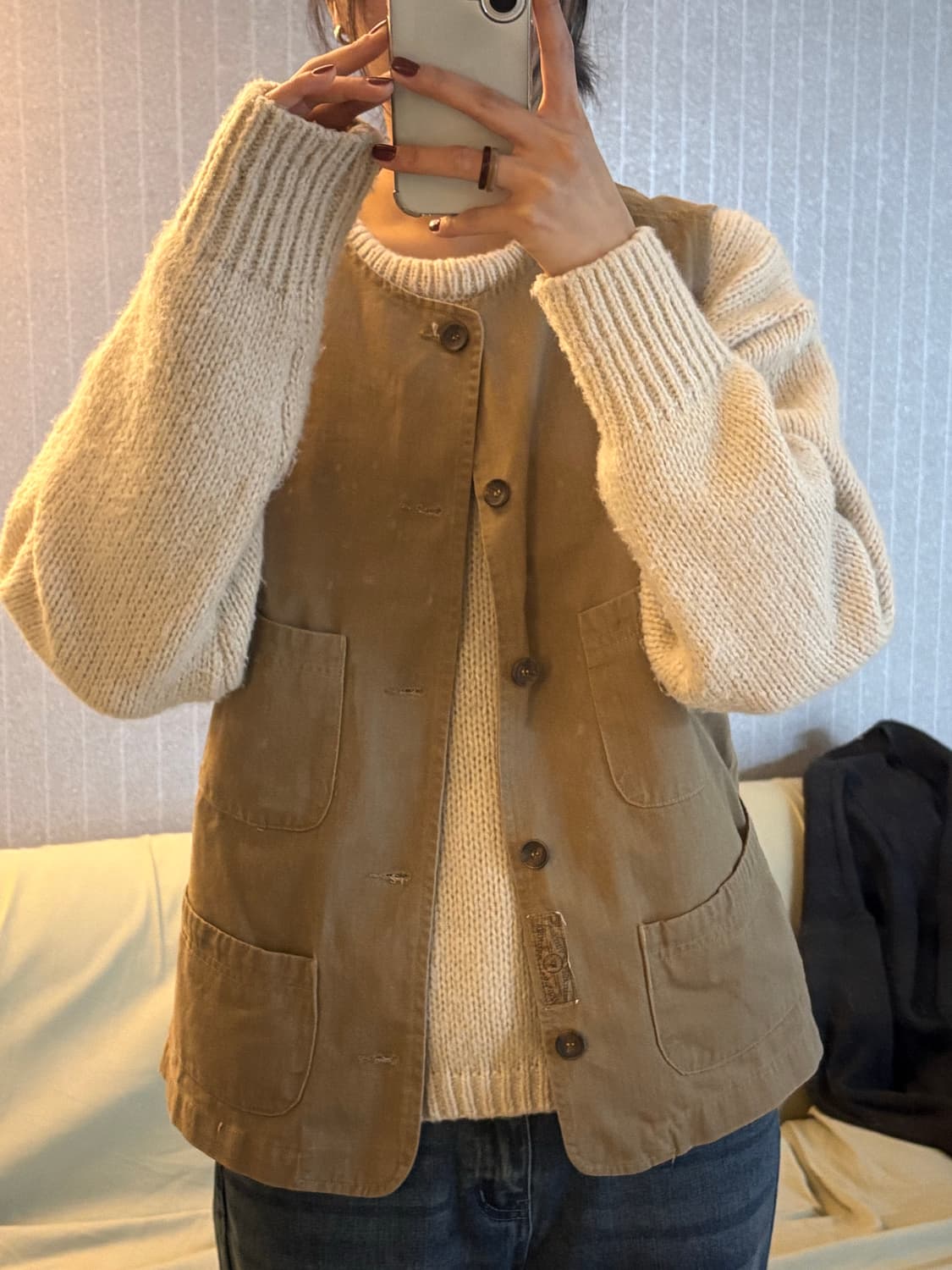 모노플로우 베이지 아메카지 더블포켓 베스트 상품이미지1