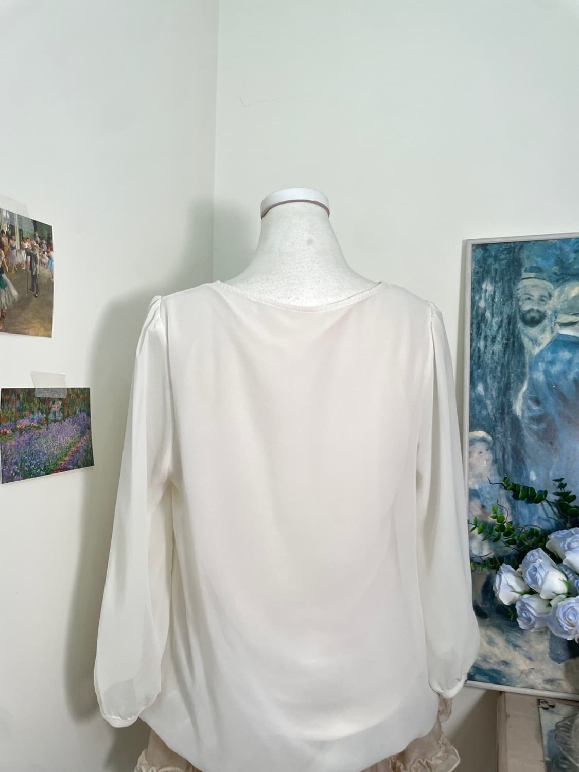 pink ivory pleats lovely blouse(size-11) 상품이미지4