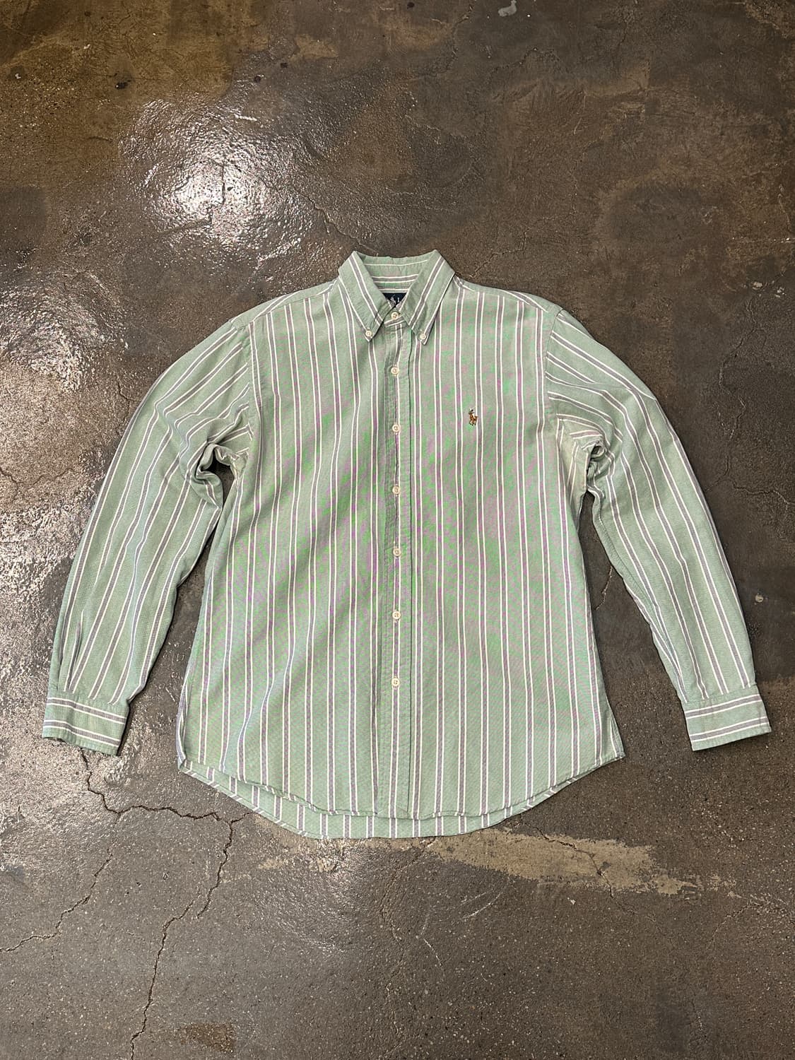 폴로 랄프로렌 스트라이프 셔츠 그린 M 상품이미지1
