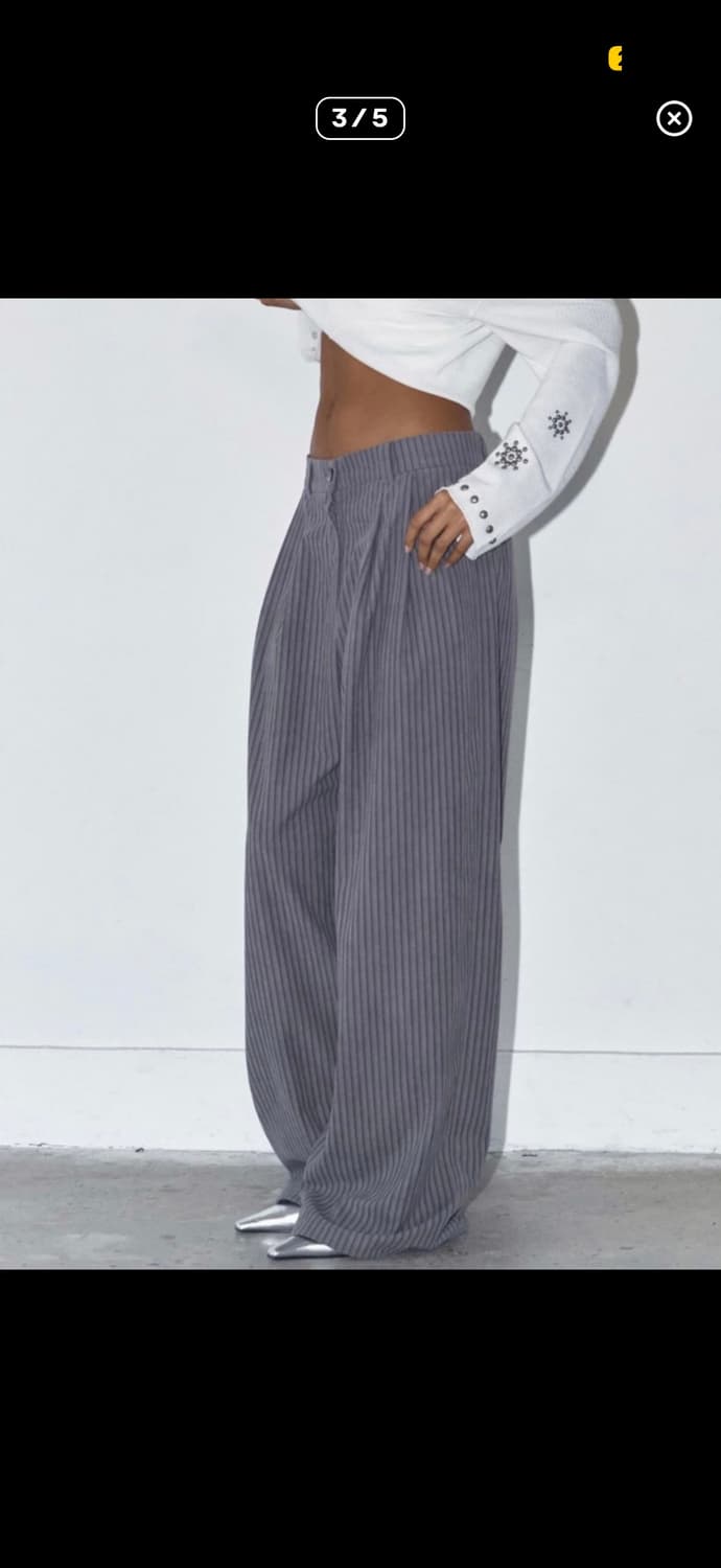 폴리수엠 오버사이즈드 스트라이프 팬츠 그레이  상품이미지2