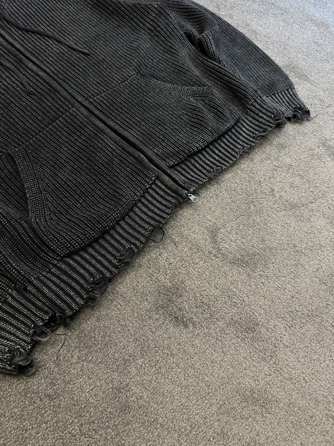 adaess 블랙 니트 집업 후드 L (오버핏) 상품이미지2